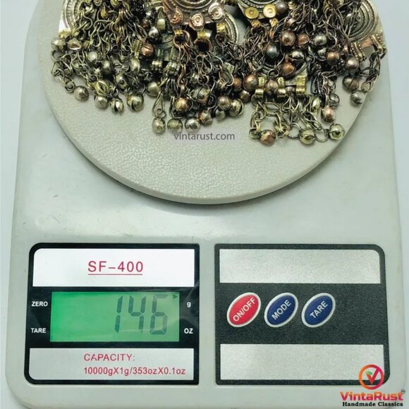 Gypsy Statement Necklace, Handmade Multi Layer Afghan Choker with Bells - Picture 10 of 10